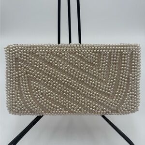 Beautiful YKY Vintage Beaded White Wedding Purse, Evening Clutch